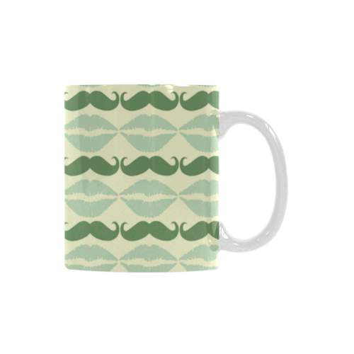 Light Mint Hipster Mustache and Lips White Mug(11OZ)