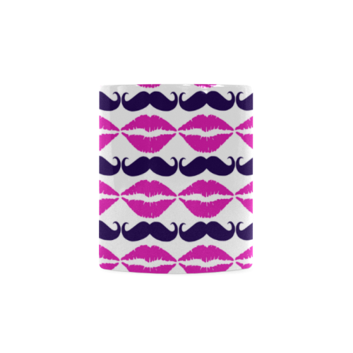 Hot Pink Hipster Mustache and Lips White Mug(11OZ)
