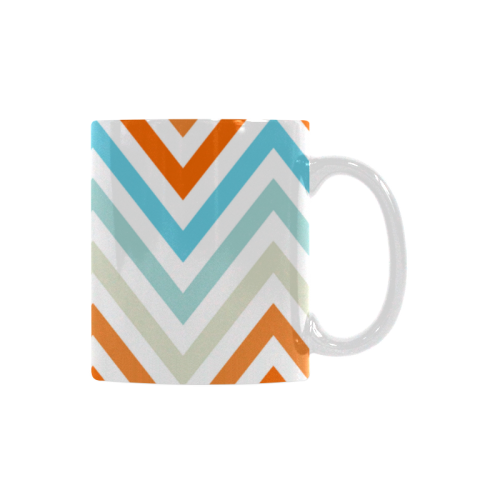 Aqua Orange Chevron White Mug(11OZ)