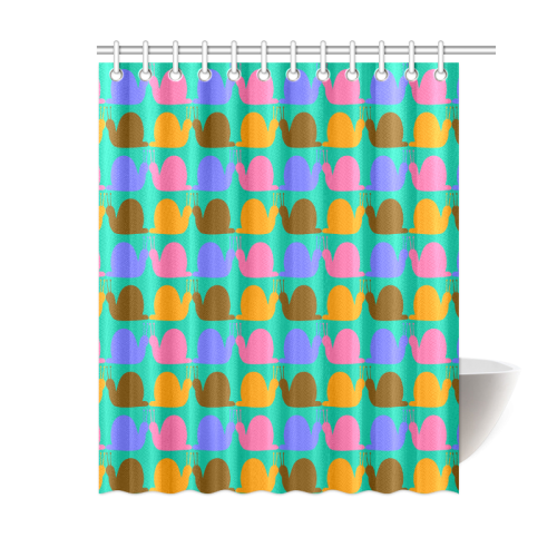Whimsical Neon Snails Pattern Shower Curtain 60"x72"