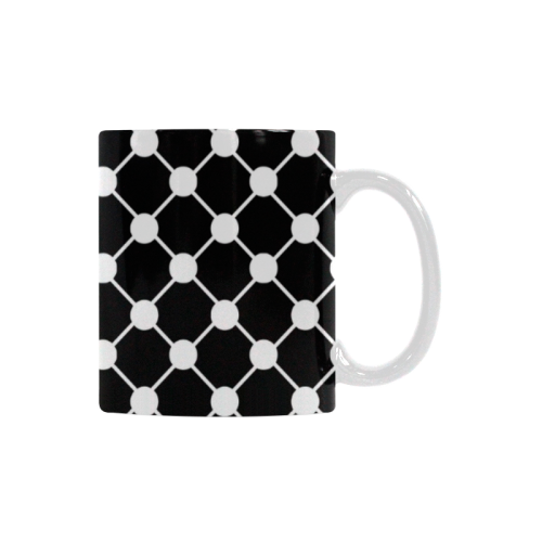 Black and White Trellis Dots White Mug(11OZ)