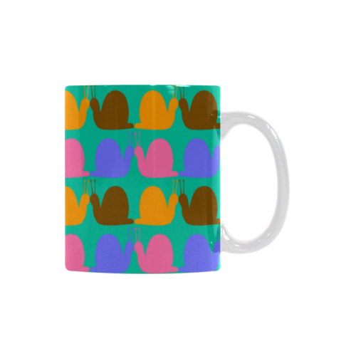 Whimsical Neon Snails Pattern White Mug(11OZ)