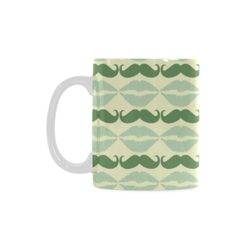 Light Mint Hipster Mustache and Lips White Mug(11OZ)