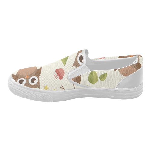 Modern Retro Owl Pattern Women's Slip-on Canvas Shoes (Model 019)