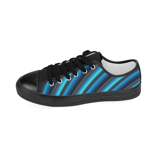 Glossy Blue Gradient Stripes Women's Classic Canvas Shoes (Model 018)