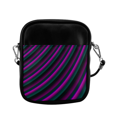 Glossy Purple Gradient Stripes Sling Bag (Model 1627)