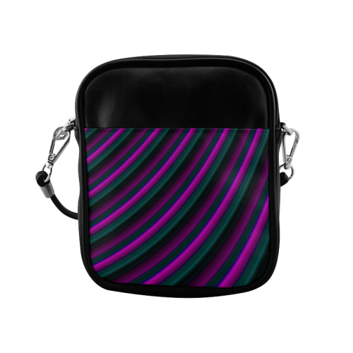 Glossy Purple Gradient Stripes Sling Bag (Model 1627)