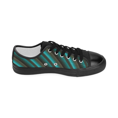 Glossy Green Gradient Stripes Women's Classic Canvas Shoes (Model 018)