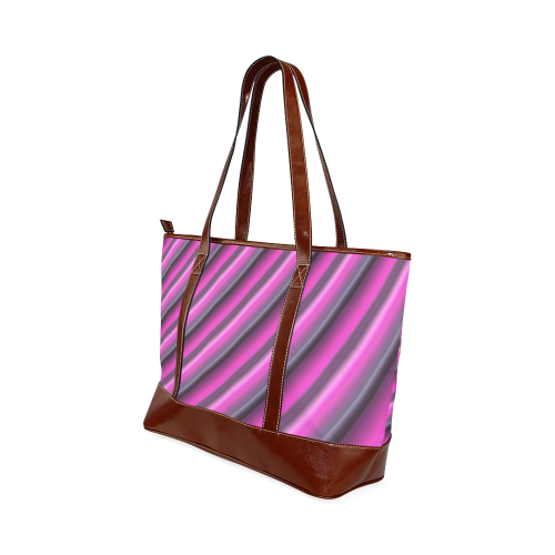 Glossy Pink Gradient Stripes Tote Handbag (Model 1642)
