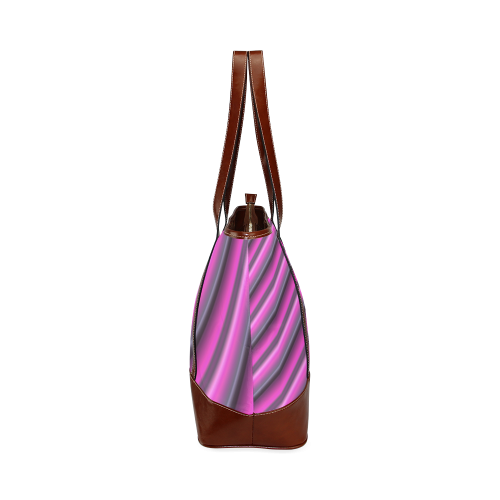 Glossy Pink Gradient Stripes Tote Handbag (Model 1642)
