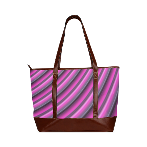 Glossy Pink Gradient Stripes Tote Handbag (Model 1642)