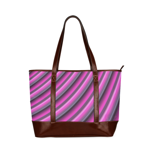 Glossy Pink Gradient Stripes Tote Handbag (Model 1642)