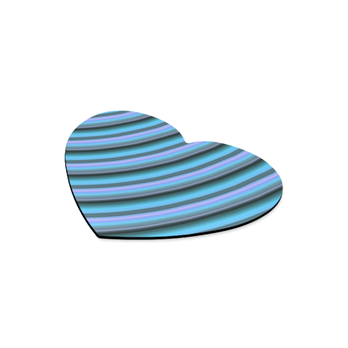 Glossy Light Blue Gradient Stripes Heart-shaped Mousepad