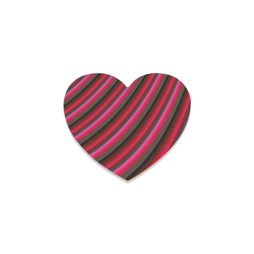 Glossy Red Gradient Stripes Heart Coaster