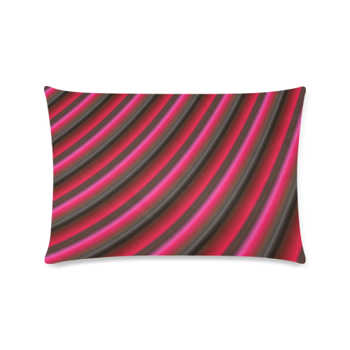 Glossy Red  Gradient Stripes Custom Rectangle Pillow Case 16"x24" (one side)