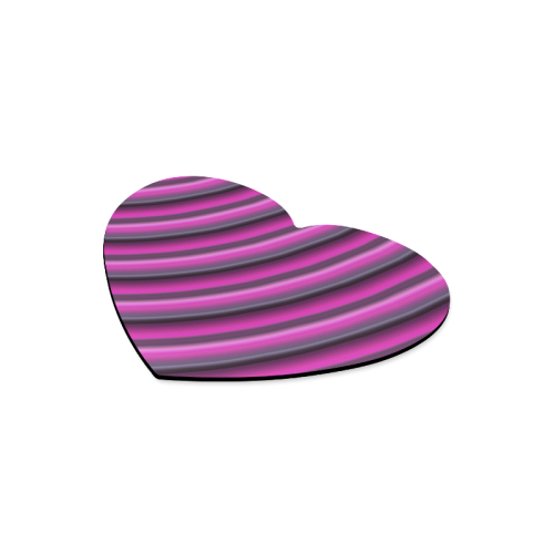 Glossy Pink Gradient Stripes Heart-shaped Mousepad
