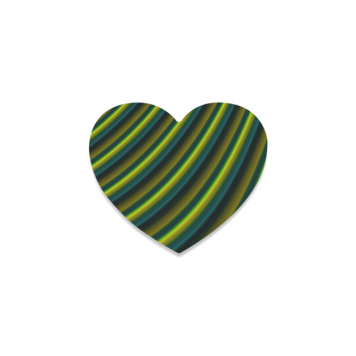 Glossy Lime Green  Gradient Stripes Heart Coaster