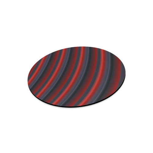 Glossy Red Gradient Stripes Round Mousepad