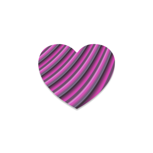 Glossy Pink Gradient Stripes Heart Coaster