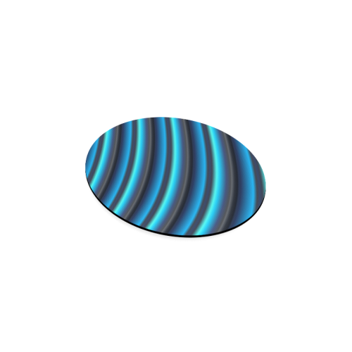 Glossy Blue Gradient Stripes Round Coaster