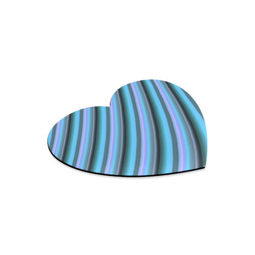 Glossy Light Blue Gradient Stripes Heart-shaped Mousepad