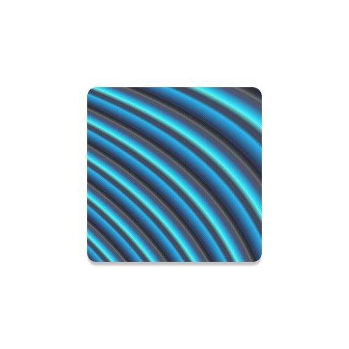 Glossy Blue Gradient Stripes Square Coaster