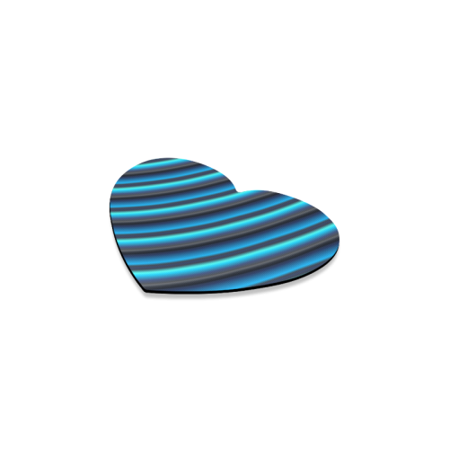 Glossy Blue Gradient Stripes Heart Coaster