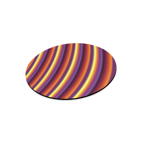 Glossy Colorful Gradient Stripes Round Mousepad