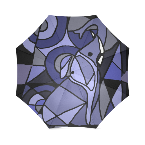 Funny Blue Elephant Abstract Art Foldable Umbrella (Model U01)