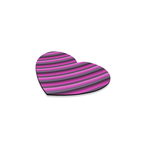 Glossy Pink Gradient Stripes Heart Coaster