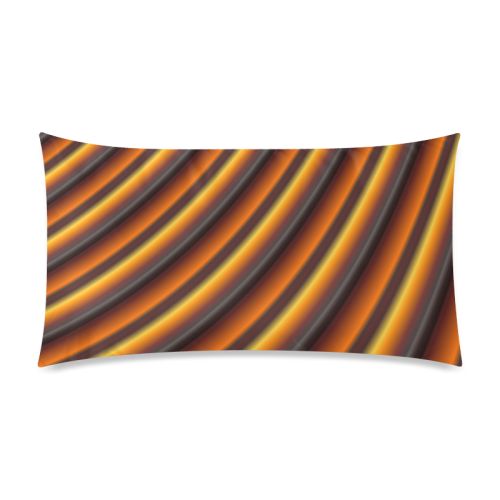 Glossy Honey Caramel Gradient Stripes Rectangle Pillow Case 20"x36"(Twin Sides)