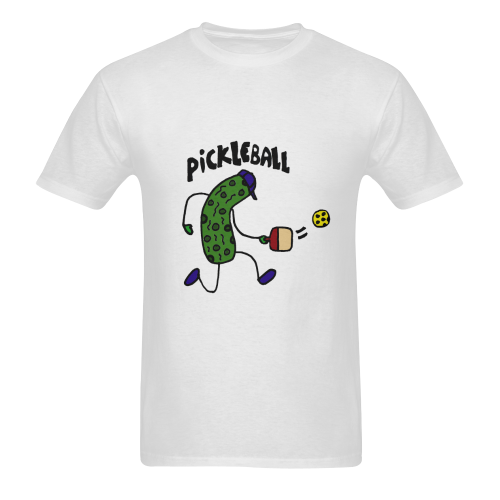 Funny Pickle Playing Pickleball Action Sunny Men's T- shirt (Model T06)