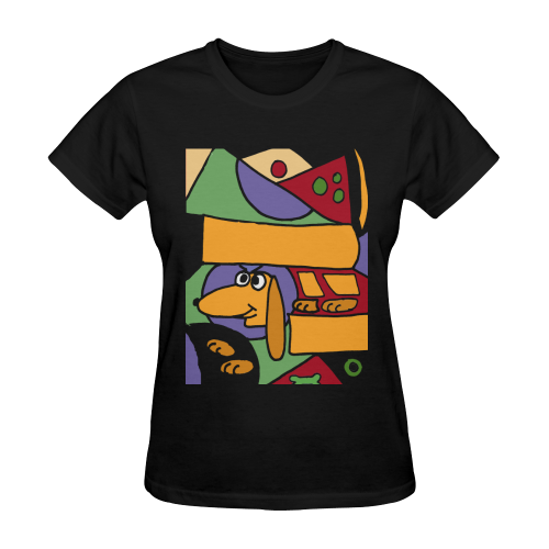 Funny Dachshund Dog Abstract Art Sunny Women's T-shirt (Model T05)