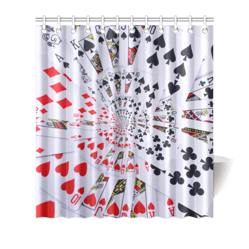 Casino Poker Royal Flush Droste Spiral Shower Curtain 66"x72"