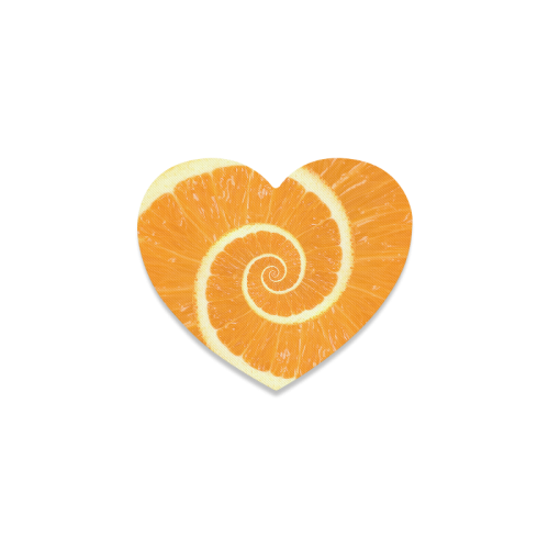 Citrus Orange Droste Spiral Heart Coaster