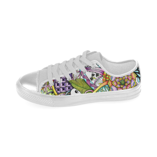 Summer flower design abstract drawing with patterns Women's Classic Canvas Shoes (Model 018)