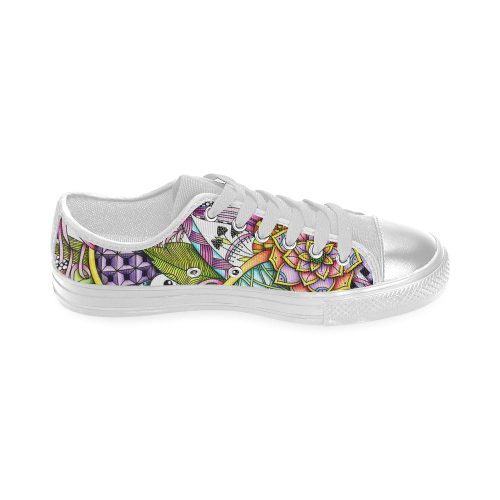 Summer flower design abstract drawing with patterns Women's Classic Canvas Shoes (Model 018)