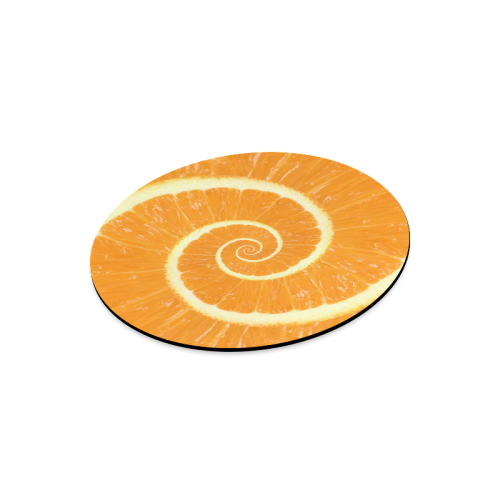 Citrus Orange Droste Spiral Round Mousepad