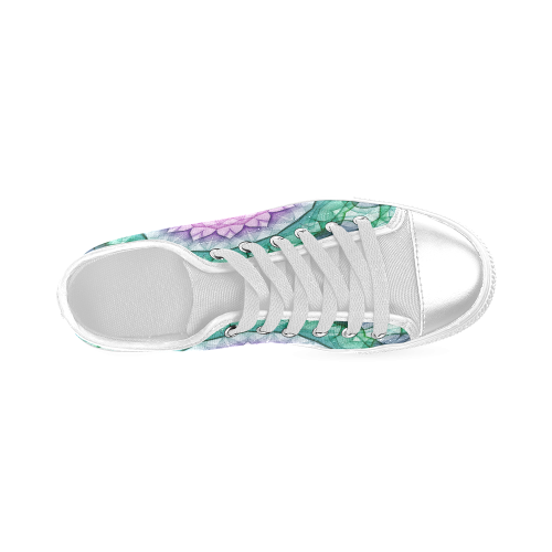 Pink Green Water lilly mandala Women's Classic Canvas Shoes (Model 018)