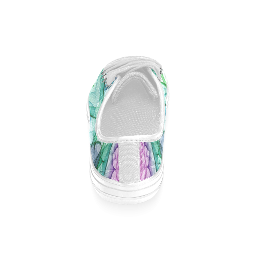 Pink Green Water lilly mandala Women's Classic Canvas Shoes (Model 018)