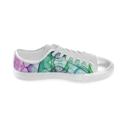 Pink Green Water lilly mandala Women's Classic Canvas Shoes (Model 018)