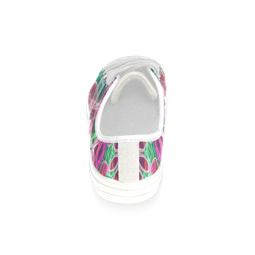 pink green rose flower garden mandala Women's Classic Canvas Shoes (Model 018)