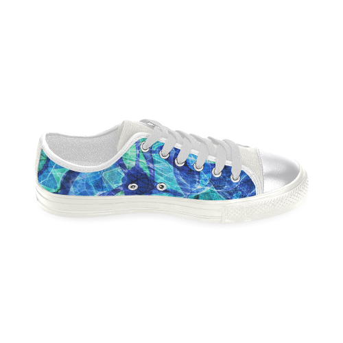 Blue sea jewel mandala abstract art Women's Classic Canvas Shoes (Model 018)