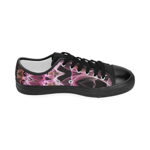 Pink Lace mandala abstract art Women's Classic Canvas Shoes (Model 018)