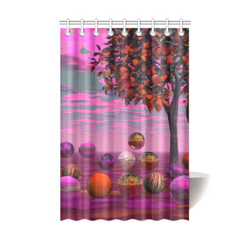 Bittersweet Opinion, Bronze Raspberry Maple Tree Shower Curtain 48"x72"