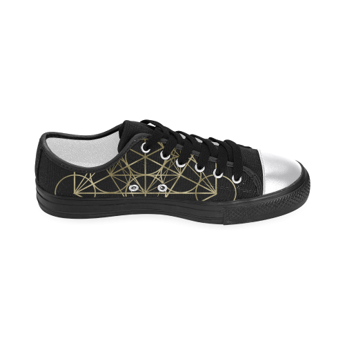 Metatrons Cube Pattern -black and gold Women's Classic Canvas Shoes (Model 018)