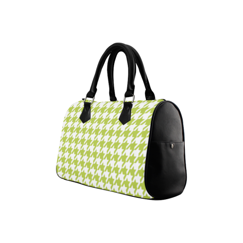 spring green and white houndstooth classic pattern Boston Handbag (Model 1621)