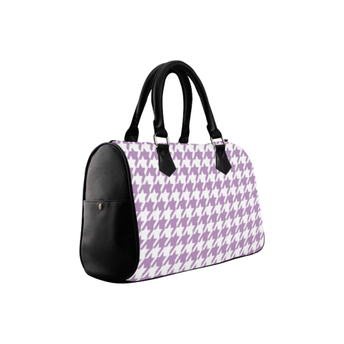 lilac and white houndstooth classic pattern Boston Handbag (Model 1621)
