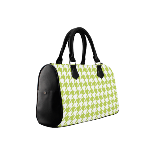 spring green and white houndstooth classic pattern Boston Handbag (Model 1621)