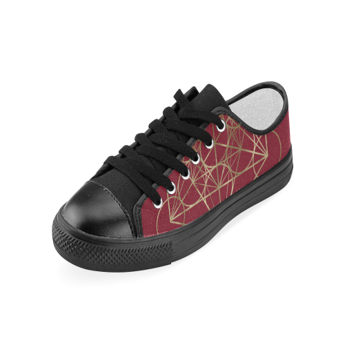 metatronpattern-red and gold Women's Classic Canvas Shoes (Model 018)